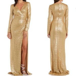 NWT Tadashi Shoji Alberti Sequin Slit Gown